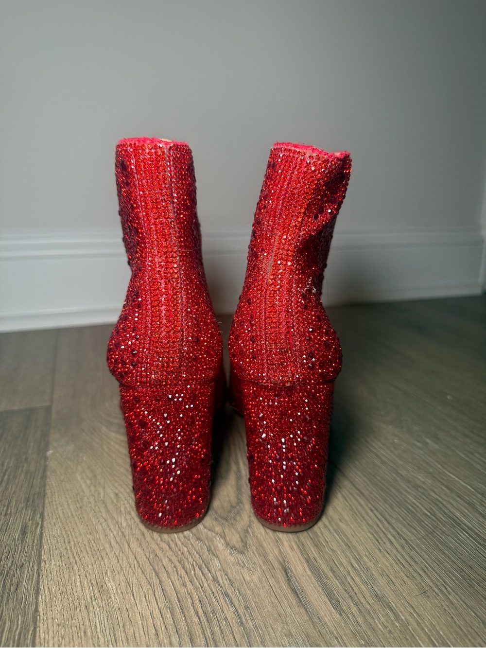Cady Red Rhinestone Ankle Booties - Picture 5 of 10